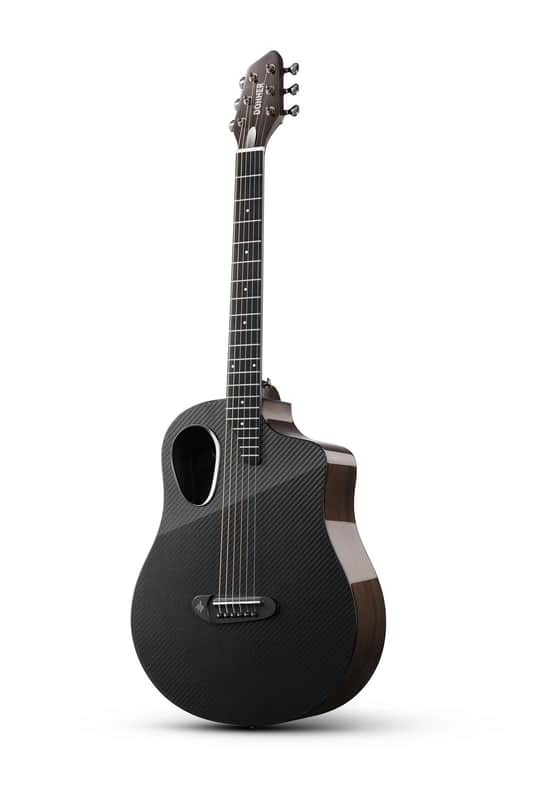 New Donner RISING-G1 38" Acoustic Guitar Carbon Fiber Glossy Black With Accessories image 1