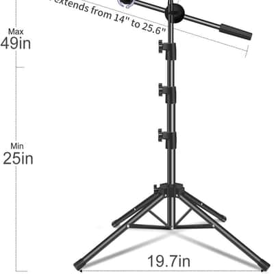 Mic Stand, Microphone Stand Floor Boom Mic Stand with Tablet Phone Holder Height Adjustable Four-legged Stand Gooseneck Boom Arm with 2 Mic Clips for Singing Stage Performance Party image 2