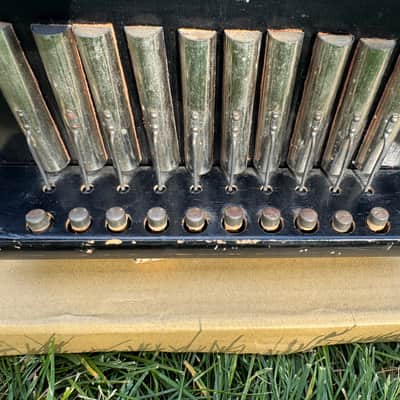 Antique German Concertina Button Accordion - Steel Bronze Reeds image 7