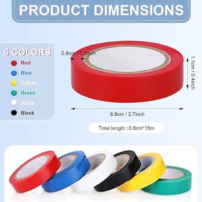 6 Rolls Drum Stick Tape Drumstick Wrap Drumstick Tape Anti Slip for Drumming Accessories, 0.4 Inches Wide, 16.4 Yards Long, 6 Colors image 3