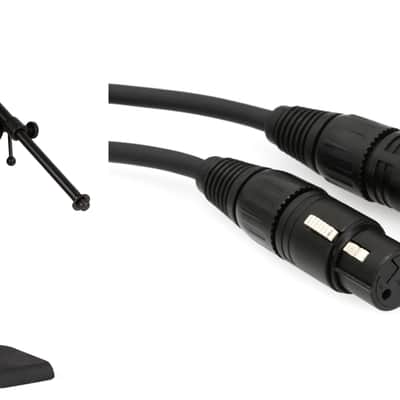 On-Stage MS7920B Bass Drum / Boom Combo Mic Stand Bundle with D'Addario PW-CMIC-10 Classic Series Microphone Cable - 10 foot image 1