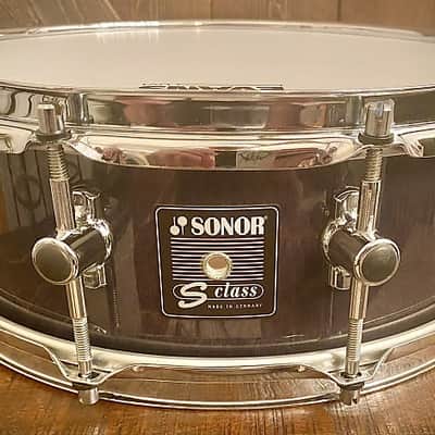 Sonor S-Class 14x5” 9-Ply Maple/Birch German Shell Snare Drum in Black Onyx Vertical Grain Lacquer Finish image 1