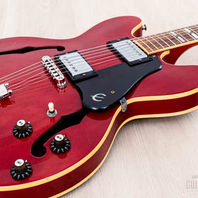 1981 Epiphone Riviera Vintage Semi-Hollow Guitar Cherry w/ Maxon Humbuckers, Japan Matsumoku image 7