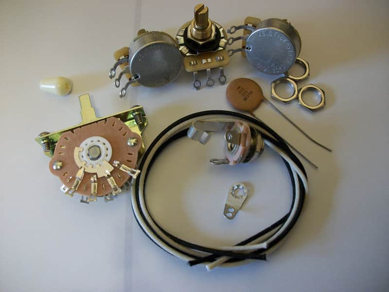 Wiring Harness Kit For Stratocaster CTS Oak Switchcraft .02uf Tecate Ceramic Cap 1970's image 1