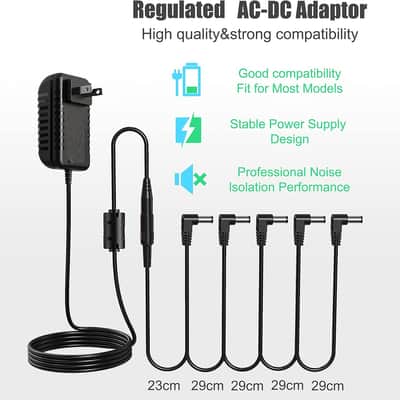 DC 9V Guitar Pedal Power Supply Adapter with 5 Way Daisy Chain Cables Fit for 9V DC 1A (1000mA) Negative Tip Guitar Effect Pedal image 3