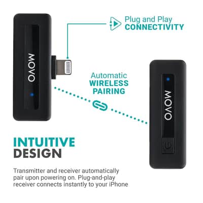 Movo Photo Wireless-Mini-DI-DUO Ultra-Compact Microphone System with 2x Omnidirectional Lavalier Mic for Apple iPhone image 7