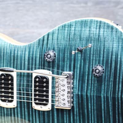 PRS SE Custom 24 Flame Maple Veneer Top Slate Blue Electric Guitar w/Bag image 4