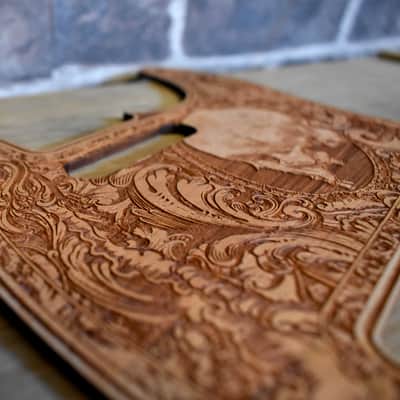 Handcrafted Cherrywood Pickguard for Fender Telecaster – Laser-Engraved Unique Design image 3
