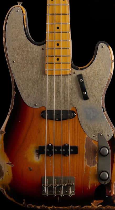 Nash PB/J 55 2025 - Super Heavy Relic 4 String Bass in 3 Burst Nitro! Maple on Maple, Ash Body, Nash Alligator Case, Lollar Hand Wound Pickups!  Boutique Spoiled. image 1