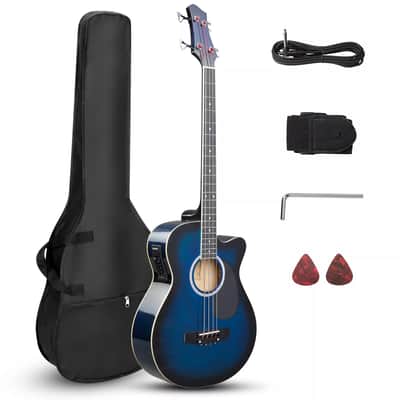 Acoustic Bass Guitar Kit with Built-In EQ, Portable Bag, and Accessories – Full Size 4-String image 1