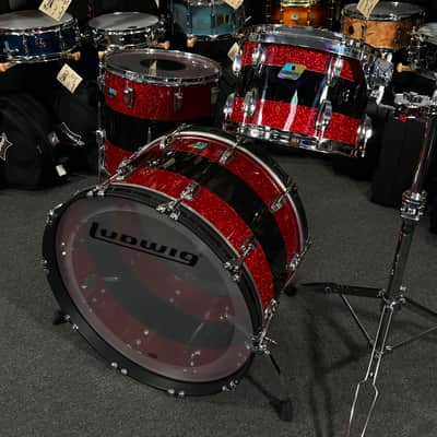 Ludwig 50th Anniversary Vistalite Pro Beat 24/16/13" Drum Set Kit in Red Sparkle/Smoke/Red Sparkle from NAMM image 3