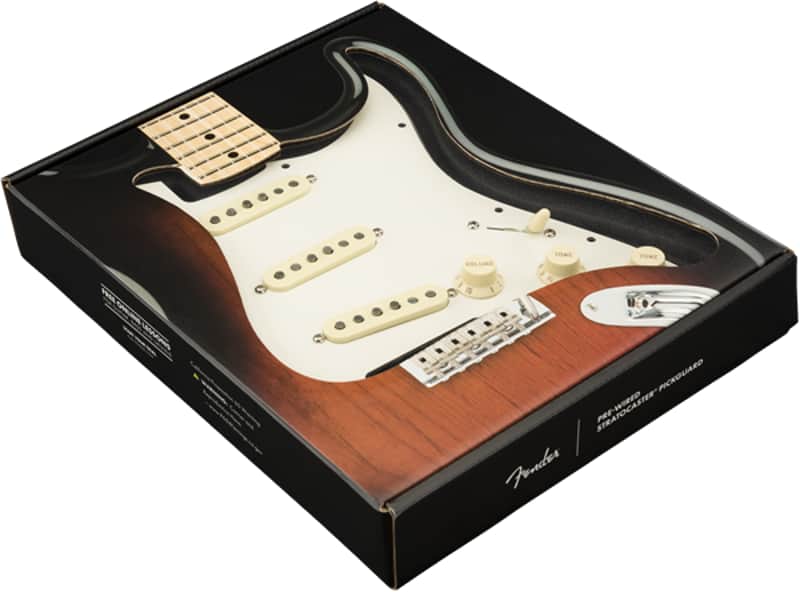 Genuine Fender USA Pre-Wired  Loaded Strat Pickguard Custom Shop Custom '69 SSS Parchment image 1