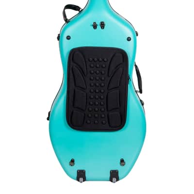 Crossrock Poly Carbon Case with Wheels fits 4/4 Full Size Cello, Includes Outside Music Pouch, 3 Handles, Detachable Straps-Mint Blue image 5