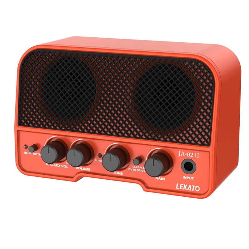 Immagine LEKATO Bluetooth 5.0 Mini Guitar Amp 5W Rechargeable Electric Guitar Amplifier Orange - 1