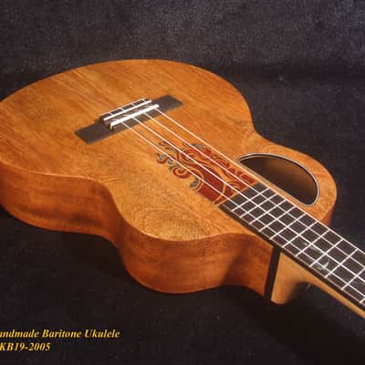 Handcrafted 4 String Baritone Ukulele, Solid Mango & Acacia, Flower inlay, Soft-bag, Bruce Wei UKB19-2005 image 7