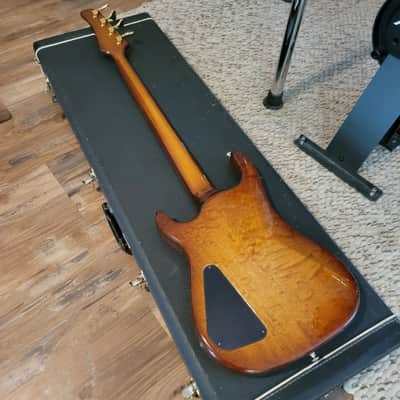 1991 Hamer USA Chaparral 4 String Bass Guitar Beautiful Honey Quilt Top/Back W/OHSC 8.5 Pounds image 16
