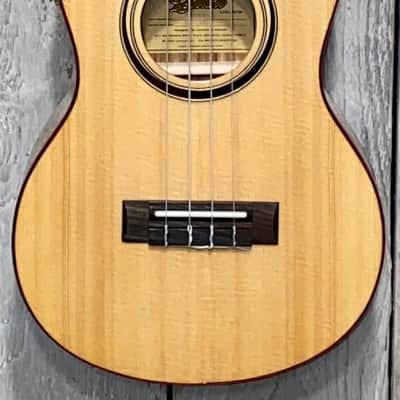 Leolani Tenor T1824 Slotted Headsock,  Solid Spruce Top, Exotic Black & White  Ebony Back & Sides image 5