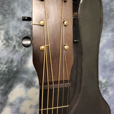 1936 Vintage Prewar Supertone by Harmony F Hole Parlor Guitar All Original Neck Reset Pro Setup Original Soft Shell Case image 9
