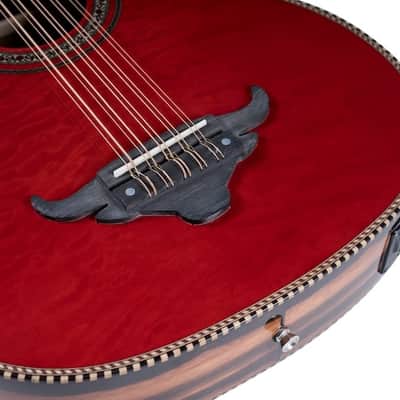 Oscar Schmidt OH32SEQR | Bajo Quinto Acoustic / Electric, Quilt Trans Red. New with Full Warranty! image 3