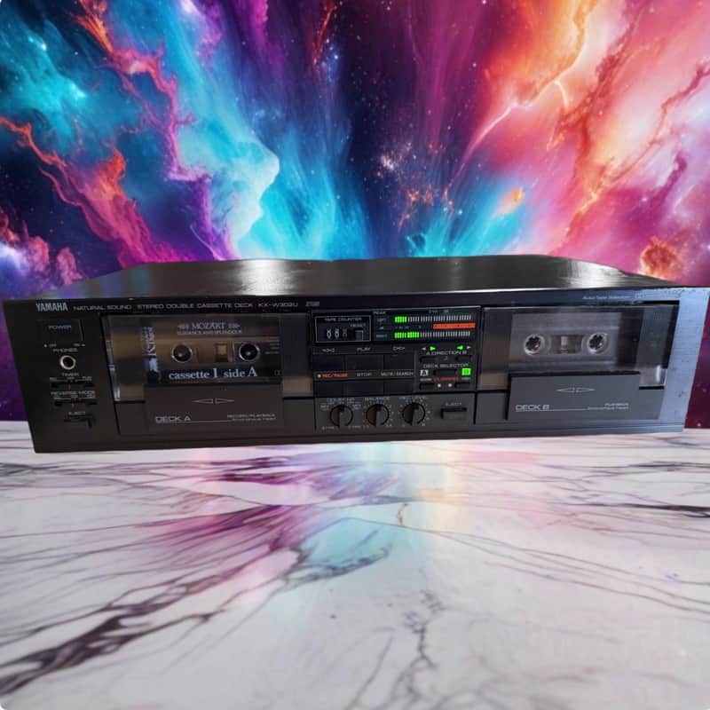 Yamaha KX-W302U Natural Sound Dual Cassette Deck Dolby B/C High Speed Dub Tested image 1