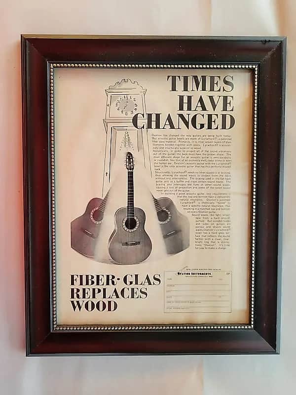 1972 Ovation Guitars Promotional Ad Framed Ovation Model 1614-4 Bowl Back Original image 1