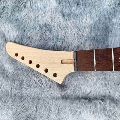 Unfinished DIY Project Explorer V Style Guitar, Mahogany Body and Neck, Rosewood Fingerboard image 5