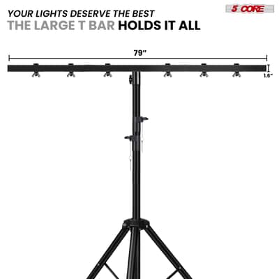 5 Core DJ Light Stand Tripod w Wheels 79" Crossbar 6 Light Points Adjustable 169.5" Stage Lighting Stand image 3