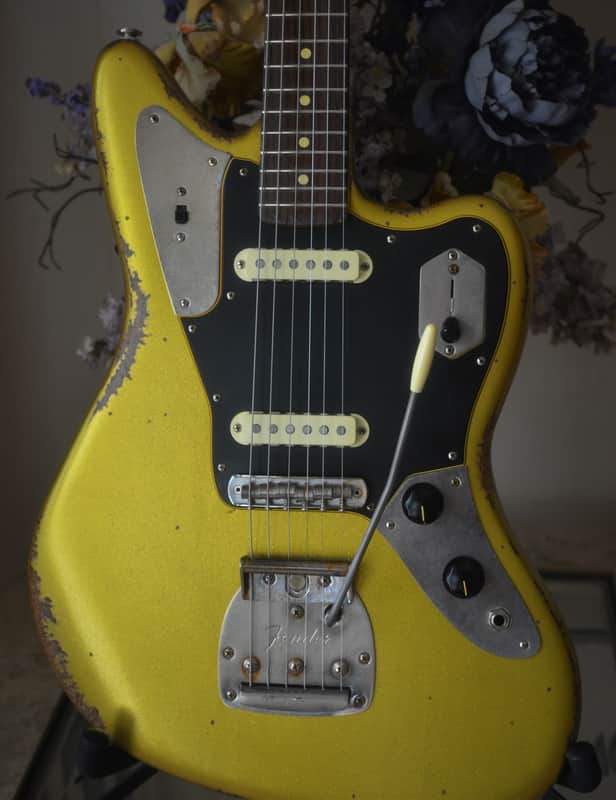 American Fender Jaguar Custom Relic Gold Sparkle image 1