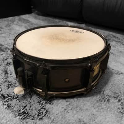 Pork Pie 5x12 inch Maple Snare in Transparent Black Finish & Black Chrome Hardware (2004) image 6