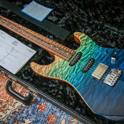SUHR USA Custom Modern Quilt "Aqua Blue Gradient + Rosewood" (2016) image 1