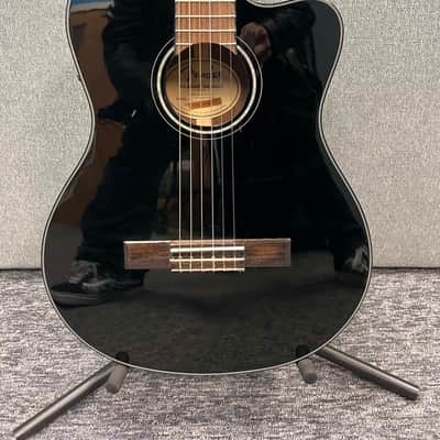 Fender CN-140SCE Classical Nylon String Acoustic-Electric Guitar - Gloss Black image 1