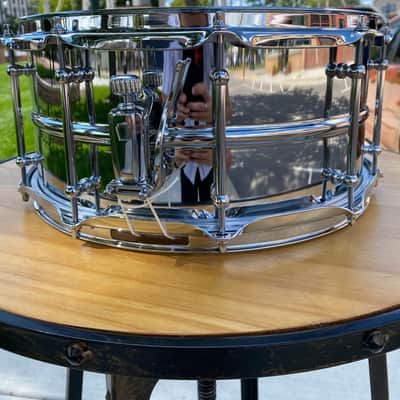 Ludwig LU6514SL Supralite 6.5x14" 10-Lug Steel Snare Drum with P88I Strainer image 2