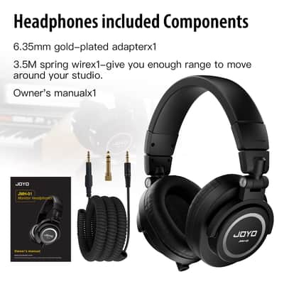 JOYO Studio Monitor Headphones Wired Audio Recording Monitor Headset Over Ear Headphones for Mixer Amplifier Podcast Keyboard Piano Deep Bass 3M Cable (JMH-01) image 8