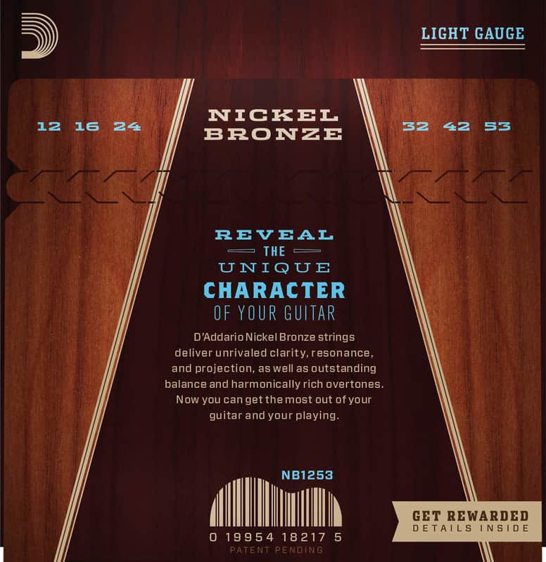 D'Addario NB1253 Nickel Bronze Acoustic Guitar Strings, Light Gauge image 3