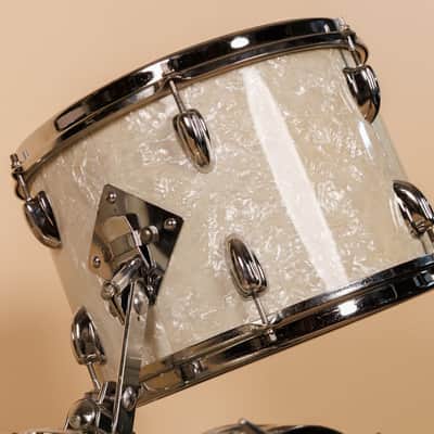1965 Slingerland "Gene Krupa Deluxe" White Marine Pearl Drum Set image 7