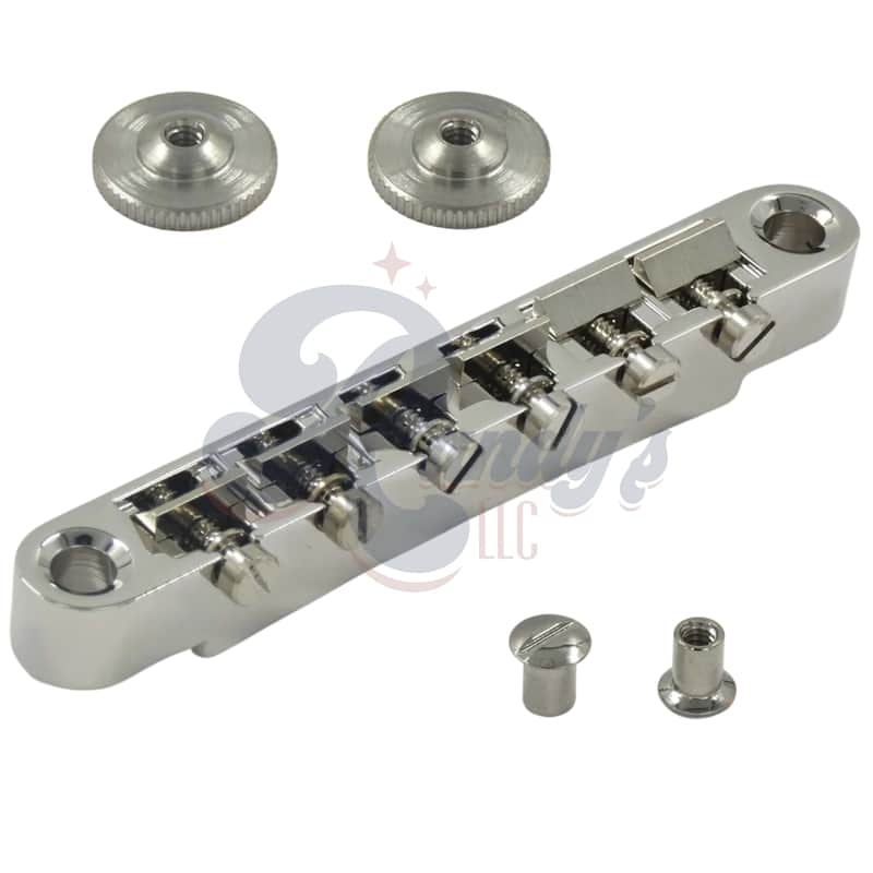 Advanced Plating 1255-1256-1257N Pinnacle ABR-1 Locking Bridge w/ Brass Saddles - Fits Gibson® & Heritage®-Nickel image 1