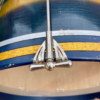 1950s-1960s Ludwig Transition Badge 12x20 Bass Drum Dark Blue / Gold Duco image 11