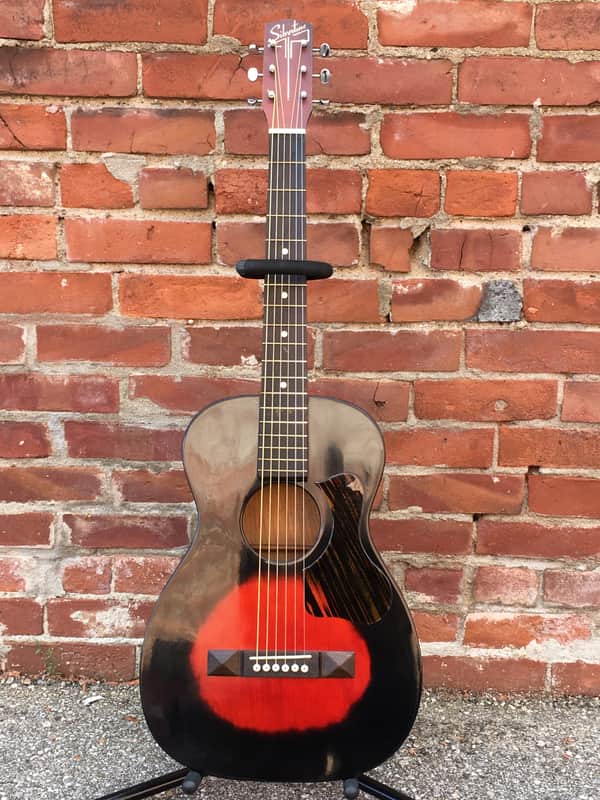Silvertone Parlor Guitar Red Burst Scalloped X Braced Top image 1