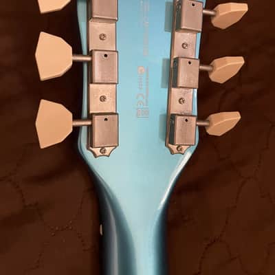 Supro 1570WB Sahara Single Pickup Americana Series Electric Guitar Wedgewood Blue Metallic image 4