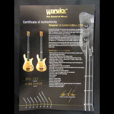 Warwick Streamer LX Limited Edition N°042 2008 natural satin finish image 10