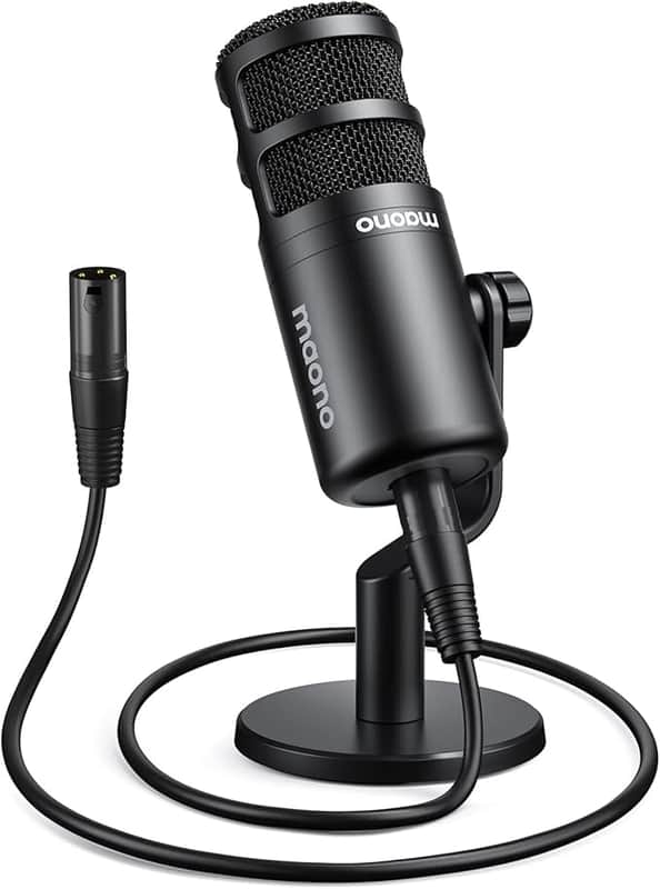 XLR Podcast Microphone, Cardioid Studio Dynamic Mic for Vocal Recording, Streaming, Voice-Over, Voice Isolation Technology, Metal Mic, Works for Audio Interface, Mixer, Sound Card-PD100 image 1