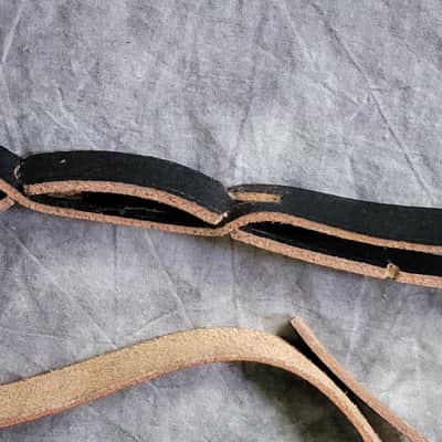 VINTAGE MINT 1967 Bobby Lee Black Leather "Buddy Holly" Guitar Strap! image 3