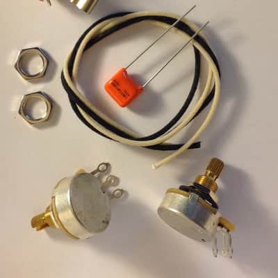Wiring Harness Kit For P Bass 500k CTS 450G Knurled Pots .047uf 716P Orange Drop Cap image 1
