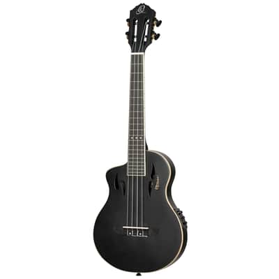 Ortega RTPS-U-SBK-L TourPlayer Series Spruce Top Mahogany Neck 4-String Tenor Electric Ukulele w/Gig Bag For Left Hand Player image 4