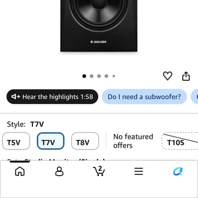 ADAM Audio A7V 7" Active Studio Monitor (Single) 2022 - Present - Black image 2