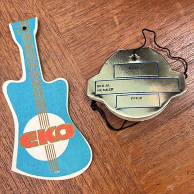 New old stock Vintage Eko Hang Tags 1960’s, Guitar and Globe image 4