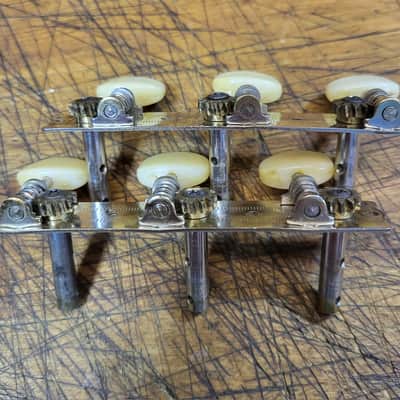 Vintage RARE 1965 3x3 On a Plate Open Back Parlor Guitar Tuners Japan Luthier Parts #6 image 5