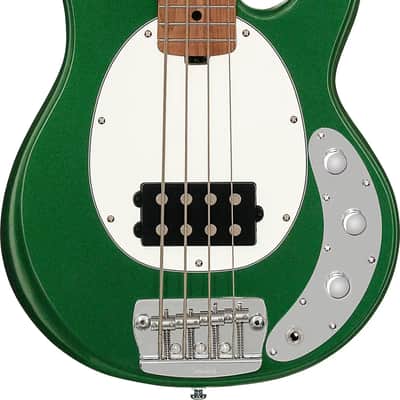 Sterling RAYSS4 StingRay Short Scale 4-String Bass Guitar, Roasted Maple Fingerboard, Charging Green image 1