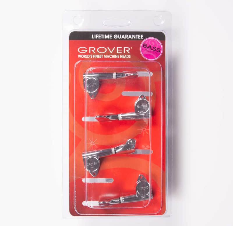 Grover 144C4 Mini Bass Guitar Tuners 4 Inline set - Chrome image 1
