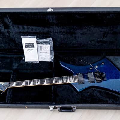 2001 Jackson Stars Japan Pride Kelly J.P. KE/E-230 Trans Blue Quilt Top w/ EMG, Floyd Rose, Case & Tags image 19